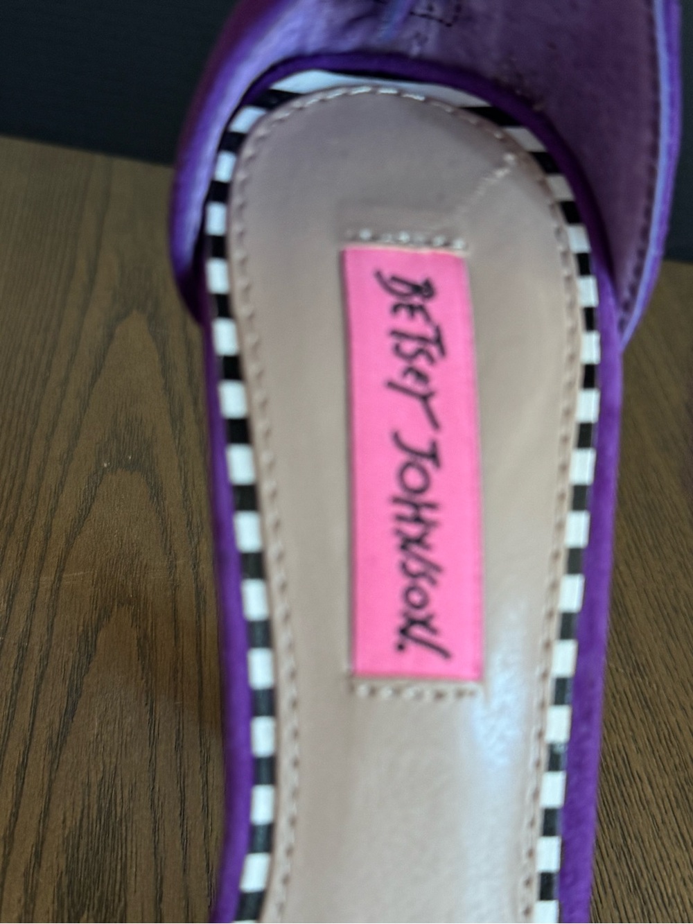 Betsey Johnson Purple Suede Friskyy Stiletto Dress Sandals BIG Bow Open Toe 7.5 - Picture 12 of 13
